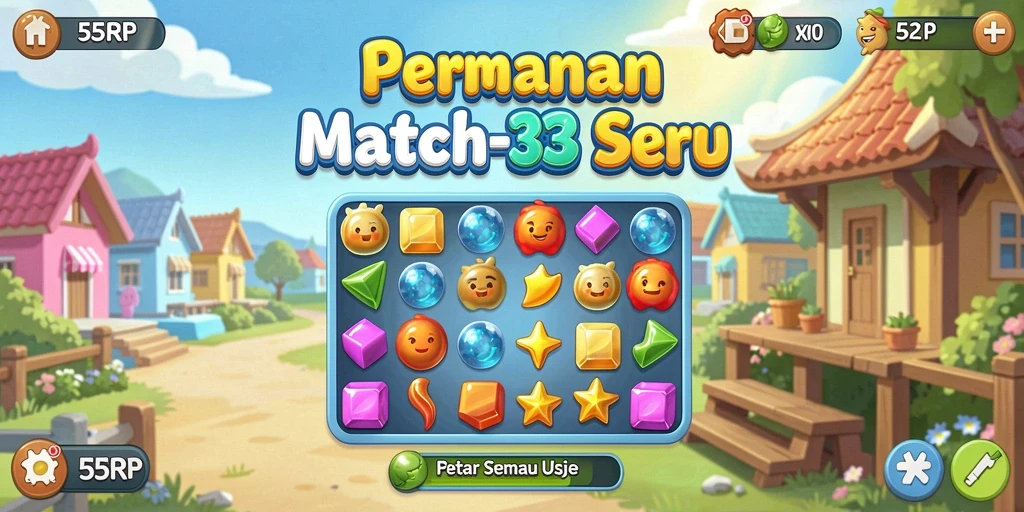 Gameplay seru mencocokkan elemen dalam 55RP.