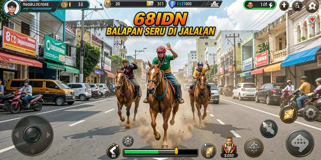 Screenshot gameplay 68IDN menunjukkan aksi balapan yang intens.