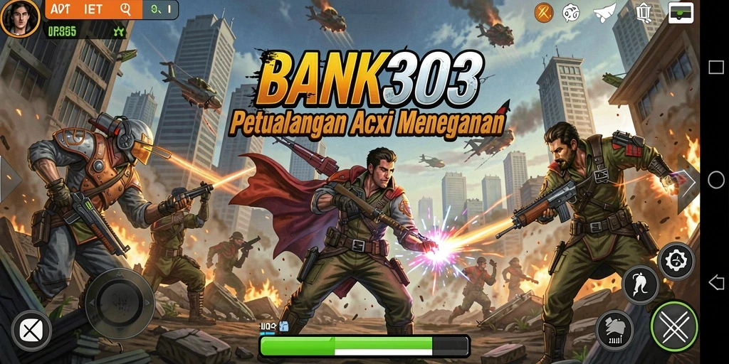 Gameplay intens BANK303 yang menampilkan aksi mendebarkan.