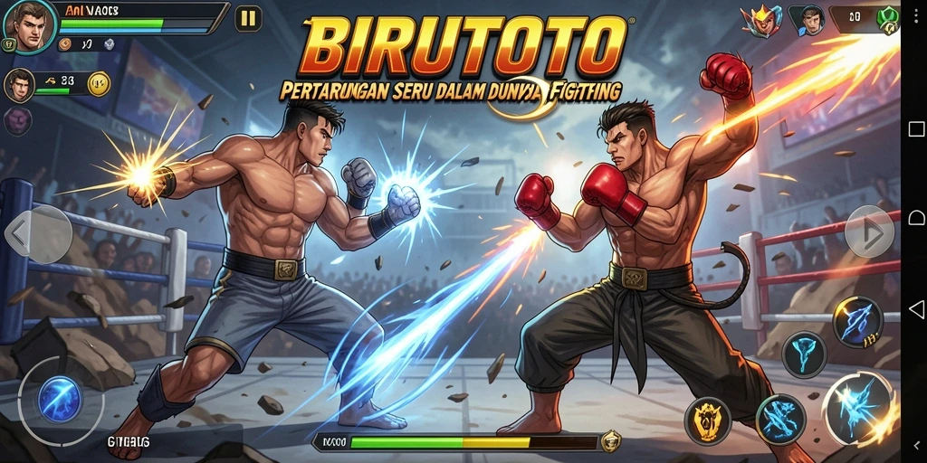 Tampilan gameplay seru dari BIRUTOTO dalam aksi pertarungan.