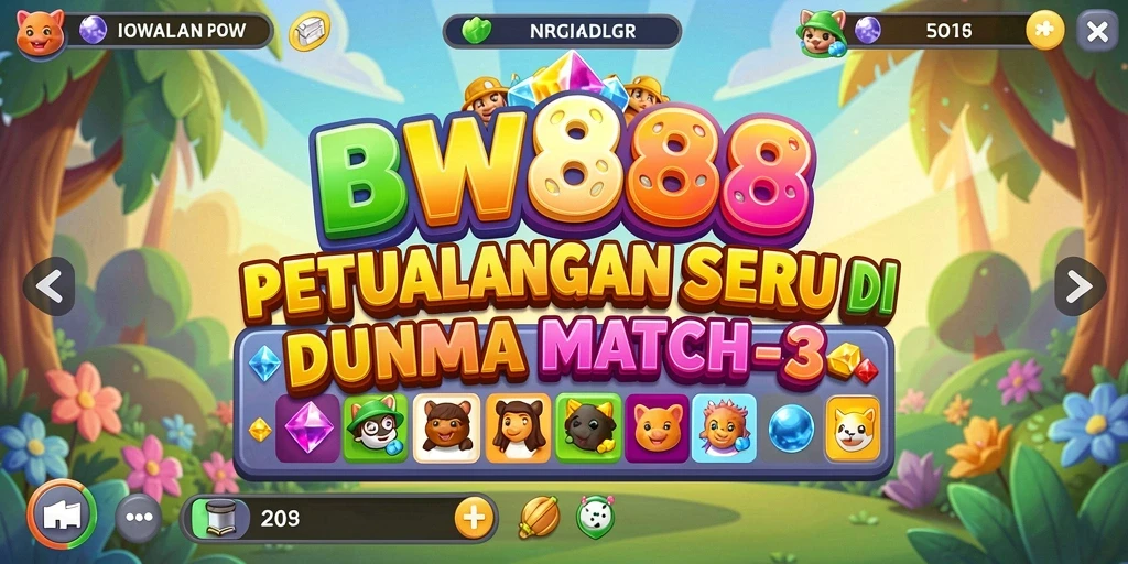 Tangkapan layar BW888 menampilkan gameplay seru dari level Match-3.