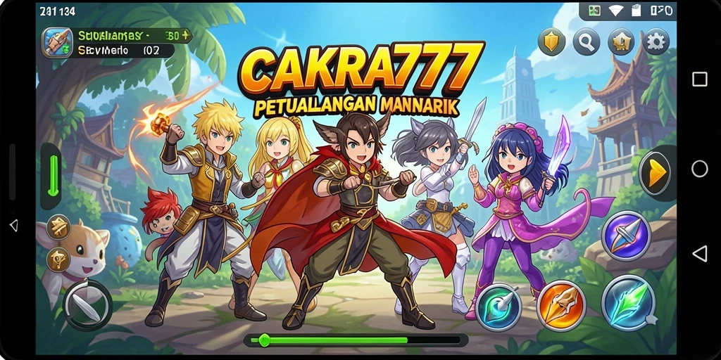 Screenshot gameplay CAKRA777 menunjukkan karakter anime yang beraksi.