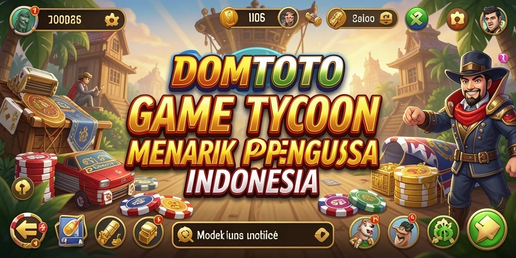 Screenshot gameplay DOMTOTO yang menunjukkan aksi mengelola bisnis Tycoon.