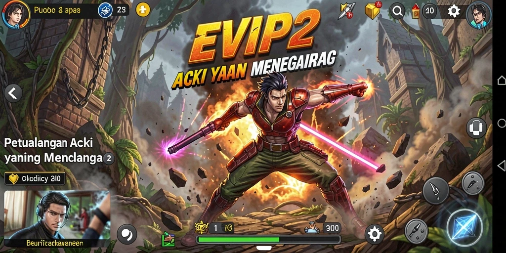 Screenshot menampilkan aksi mendebarkan di EVIP2 dengan karakter bertempur.