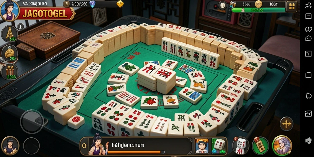 Tangkapan layar menunjukkan gameplay Mahjong yang seru di JAGOTOGEL.
