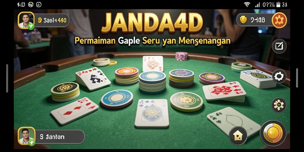 Screenshot tampilan gameplay seru JANDA4D dalam bermain Gaple.