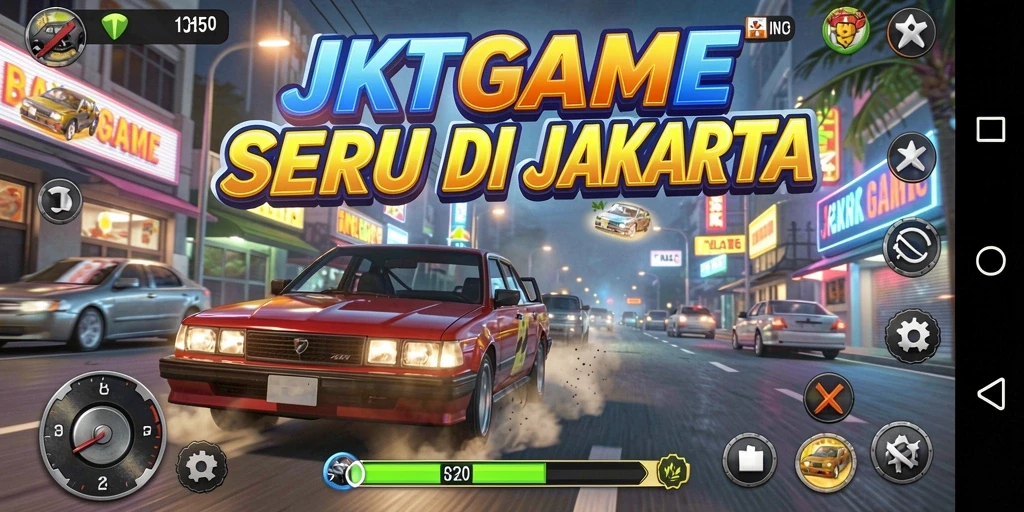 Tampilan gameplay JKTGAME yang mendebarkan di jalanan Jakarta.