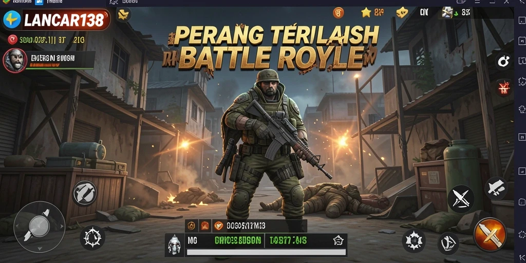 Tampilan gameplay intens LANCAR138 dalam pertempuran Battle Royale.