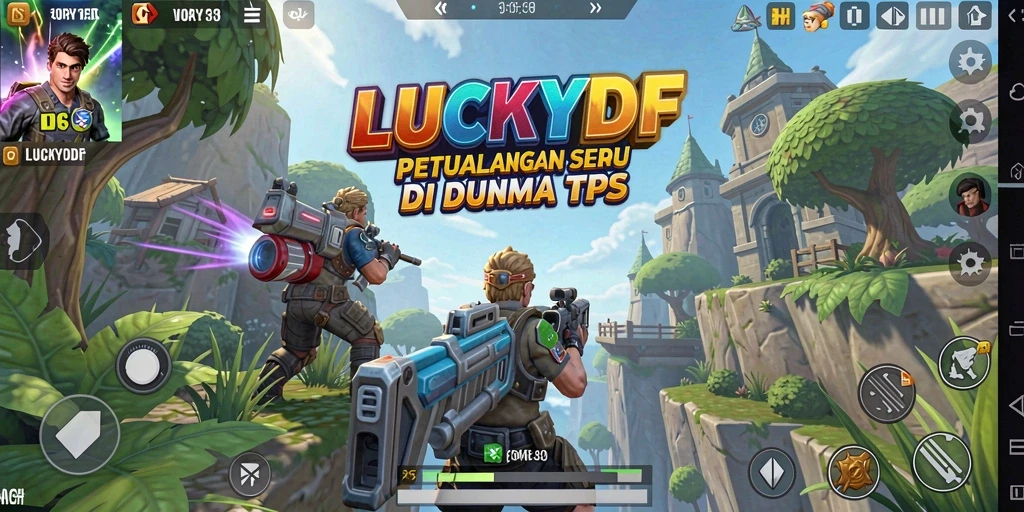 Screenshot LUCKYDF menampilkan aksi pertarungan seru dalam TPS.