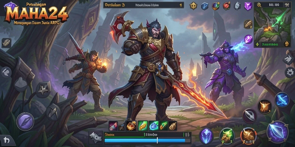 Screenshot dari gameplay seru MAHA24 yang menunjukkan pertarungan epik.