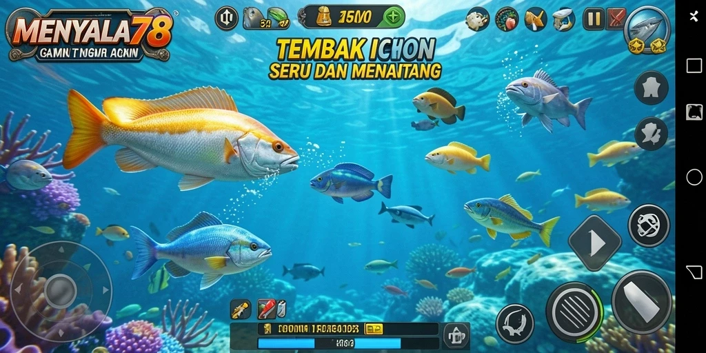 Screenshot utama MENYALA78 menampilkan aksi seru menembak ikan.