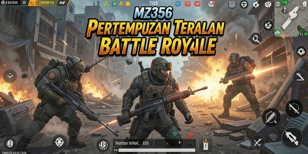 Tangkapan layar gameplay MZ356 yang menampilkan aksi Battle Royale yang seru.