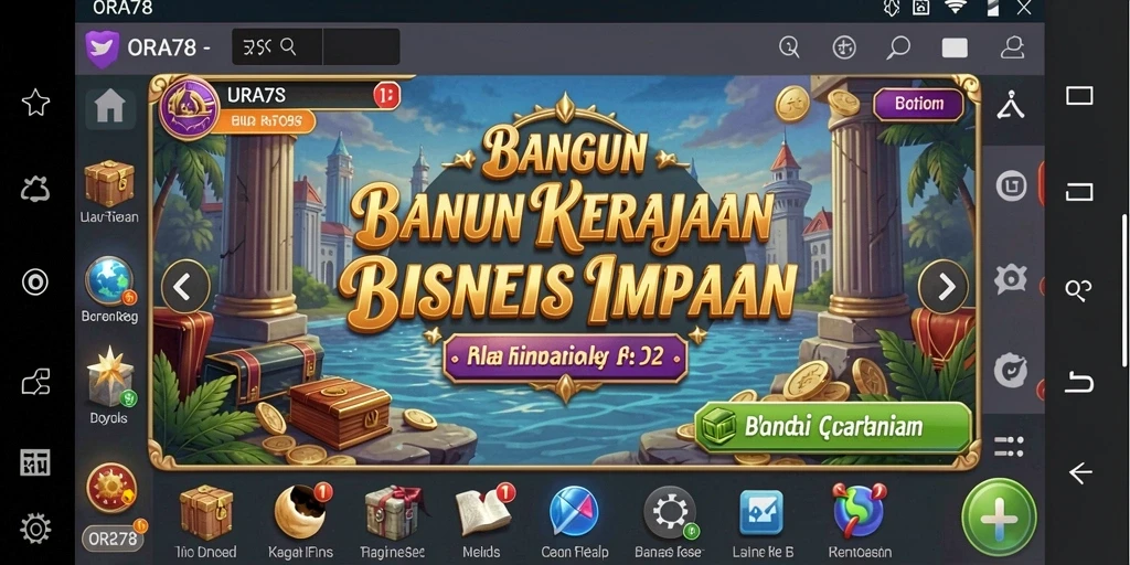 Tampilan gameplay ORA78 dengan elemen bisnis yang menantang.