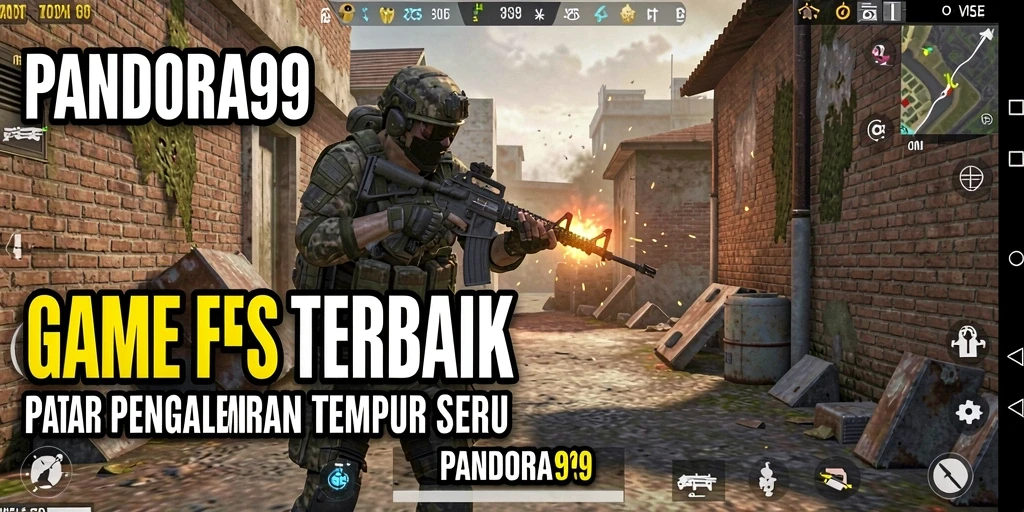 Screenshot menunjukkan aksi menegangkan dalam gameplay FPS PANDORA99.