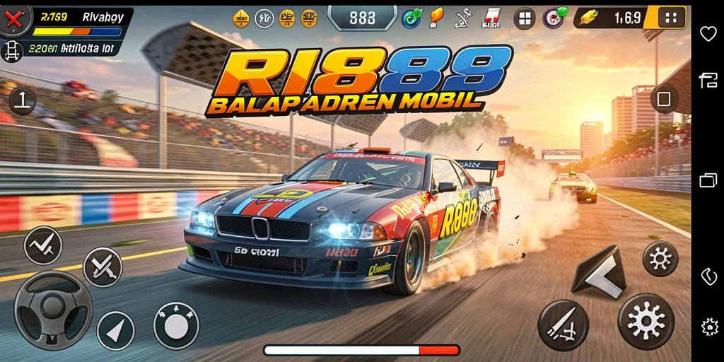 Tangkapan layar gameplay RI889 yang menampilkan balapan yang seru dan menegangkan.