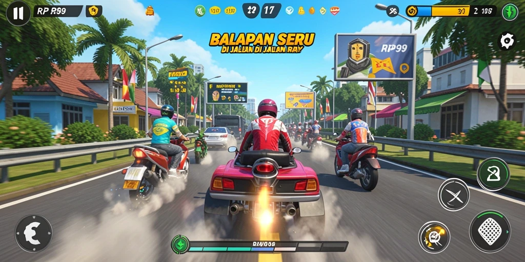 Tangkapan layar dari gameplay balapan seru di RP99.