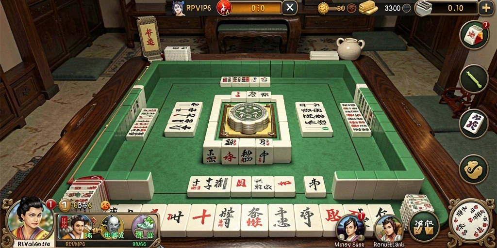 Tampilan gameplay Mahjong RPVIP6 yang menarik dan penuh warna.