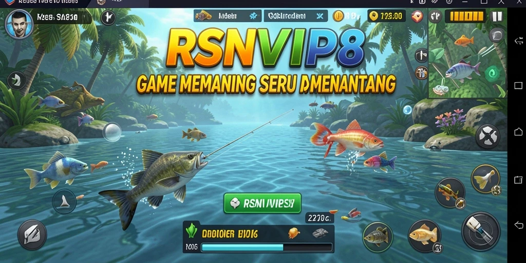 Screenshot gameplay RSNVIP8 yang menampilkan aksi seru memancing.