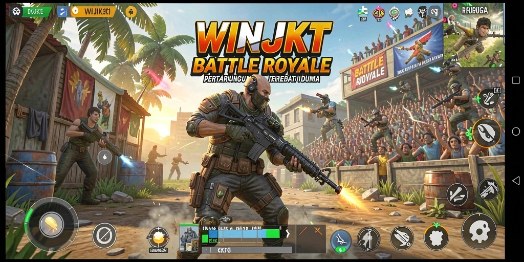 Tampilan gameplay seru di WINJKT dengan aksi Battle Royale intens.