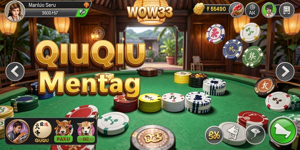 Screenshot utama WOW33 memperlihatkan gameplay QiuQiu yang dinamis.