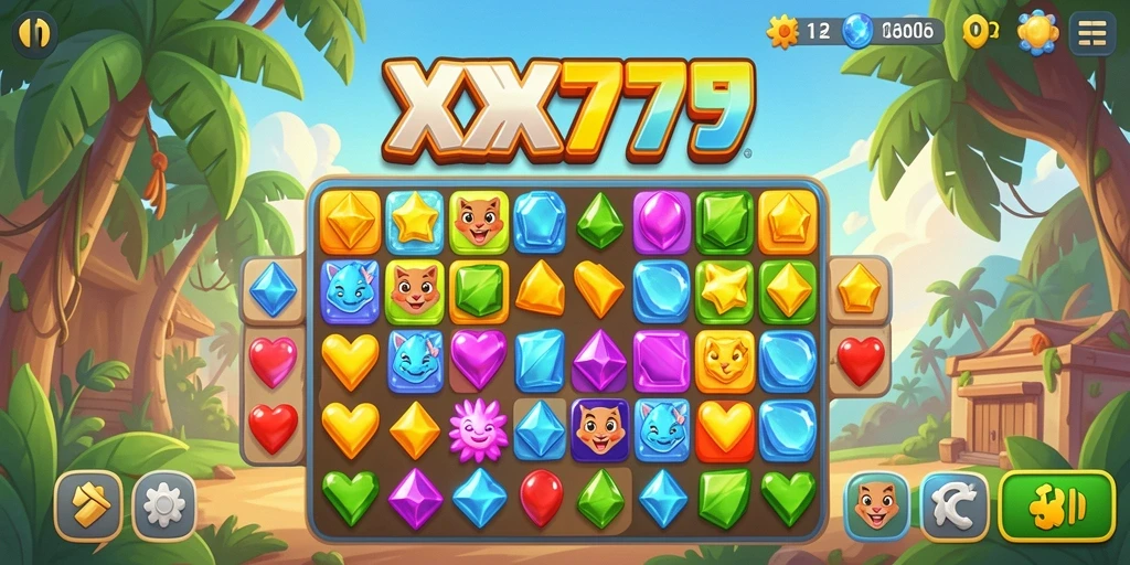 Tampilan gameplay XXX777 yang seru dan interaktif dalam Match-3.